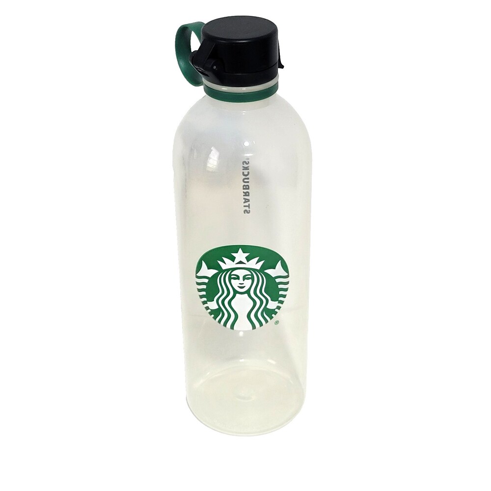 Starbucks Water Bottle Classic Siren Plastic Reusable 24 oz. Clear Flip-Top Lid